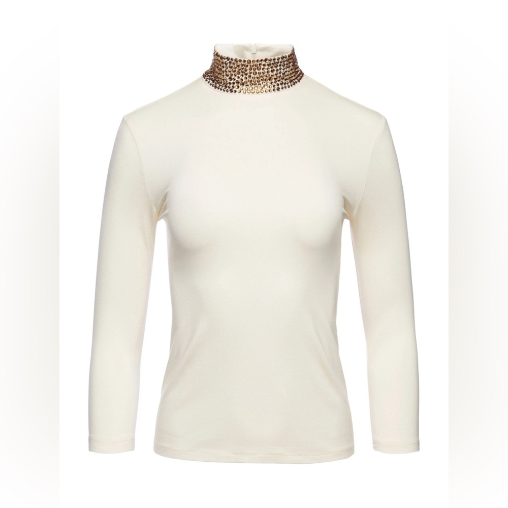L'AGENCE Mya Top with Gold Embellished Collar